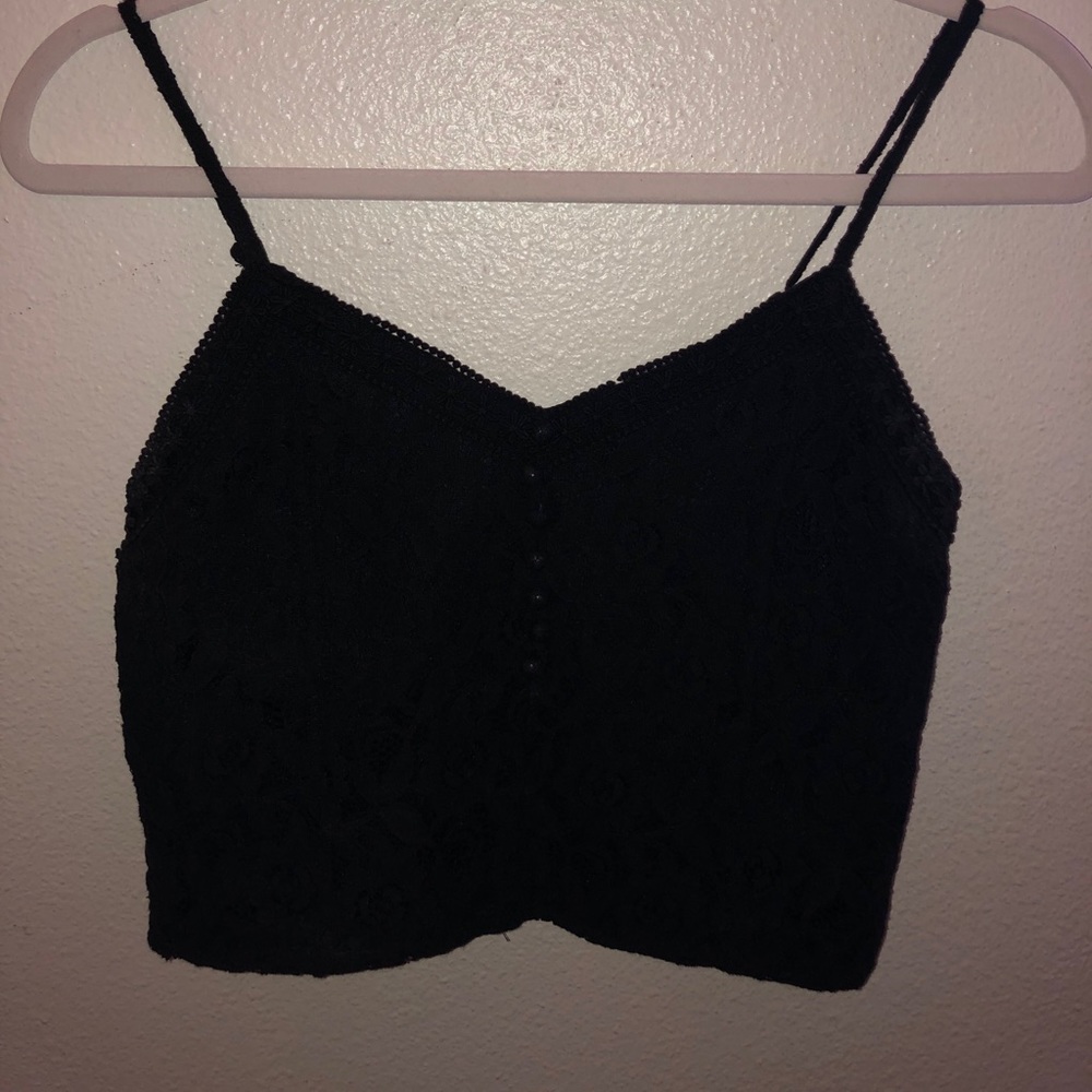 VINTAGE black lace crop top